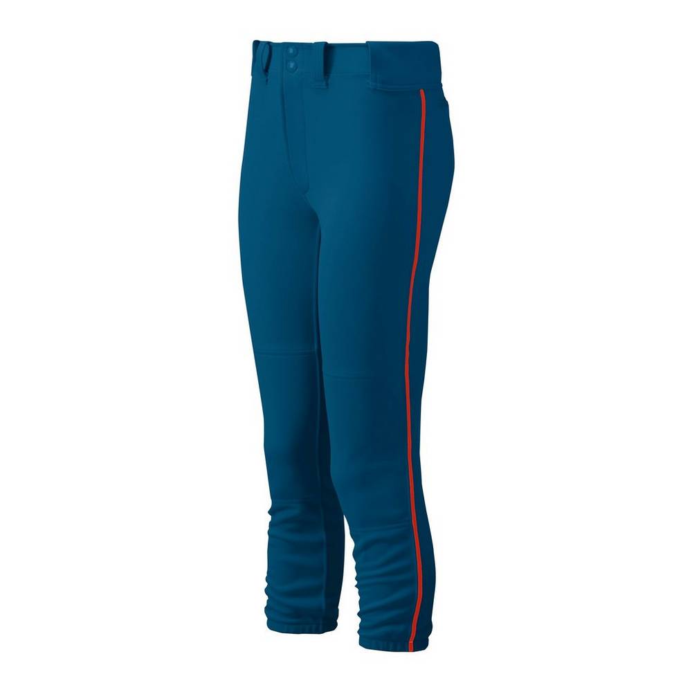 Pantalones Mizuno Softball Belted Piped Para Mujer Azul Marino/Rojos 1305249-PZ